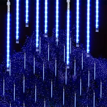 Метеоритный Дождь Струнный Свет 8 Трубок Водопад Дождевая Капля Сосулька Свет Рождественская Гирлянда На Открытом воздухе для Праздничной Вечеринки Свадебный Декор