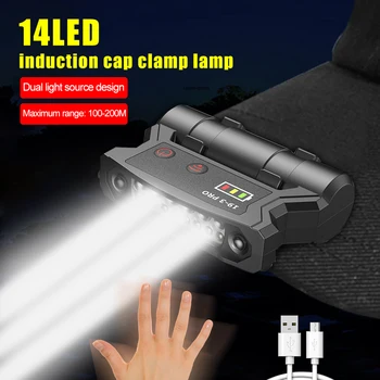 Светодиодный Датчик Фары Cap Clip Light USB Перезаряжаемая Шляпа Фары Встроенный Аккумулятор Водонепроницаемый Езда Рыбалка Охота Ремонт Лампы