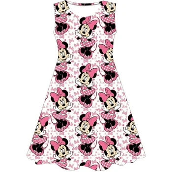 Повседневные платья для девочек с Минни Маус 2022 Новые летние детские платья с цветочным принтом, костюмы для вечеринки по случаю дня рождения, юбки из серии Disney