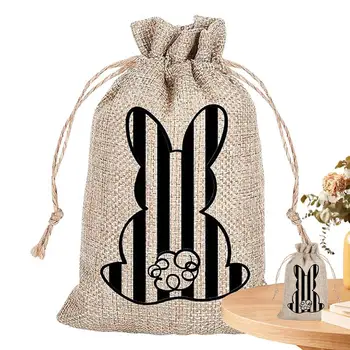 Пасхальные сумки на шнурке, подарочные пакеты из мешковины с пасхальным кроликом, пакеты для конфет, мешочки для украшений для свадебных подарков, сделай сам