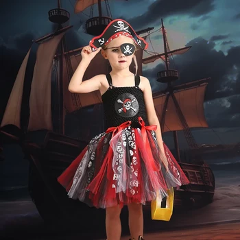 2024 Костюмы пиратского капитана Для девочек, детская фантазия, детское маскарадное платье, одежда для косплея, Карнавальный костюм для вечеринки на Хэллоуин для девочек