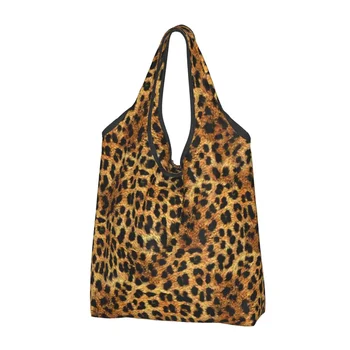 Сумки для покупок с текстурой леопарда на заказ, женские портативные сумки для покупок большой емкости, камуфляжные сумки-тоут Cheetah