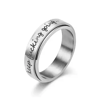 Модный новый дизайн, позолоченное вращающееся кольцо с выгравированным именем, кольцо из нержавеющей стали, вращающееся кольцо от беспокойства