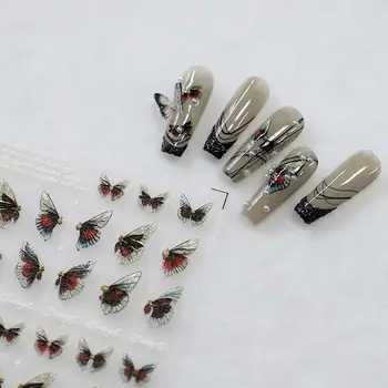 Стиль росписи греческого Тотемного искусства Самоклеящиеся наклейки для ногтей в виде бабочек Цветочные наклейки для ногтей Украшения для ногтей Аксессуары для маникюра