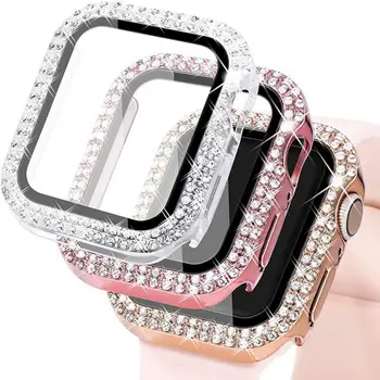 Декор стразами, точный вырез, защитный чехол для часов, наполовину закрывающий защитную оболочку умных часов для Apple Watch 8