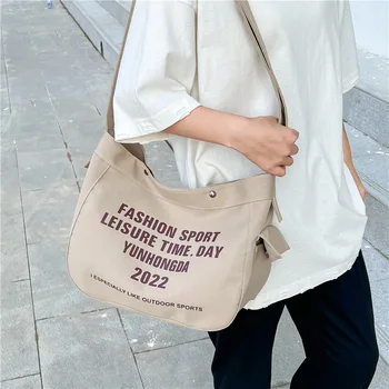 2022 Новая повседневная женская холщовая сумка-тоут Большой емкости, женская дизайнерская сумка через плечо для поездок на работу, студенческие сумки через плечо, женские