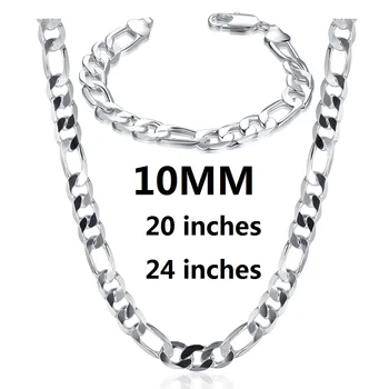Оригинальный бренд, покрытый серебром 925 пробы, цвет 10 мм, геометрические браслеты-цепочки, шейные платки для мужчин и женщин, наборы свадебных украшений благородной моды