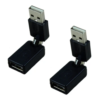 2X Черный удлинитель с разъемом USB 2.0 для подключения к разъему USB с углом поворота 360 градусов