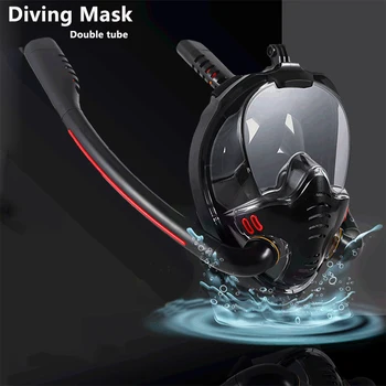 Двухтрубная маска для дайвинга для взрослых, костюм для плавания, полностью сухая силиконовая маска для дайвинга, детская дыхательная маска для дайвинга с одной трубкой