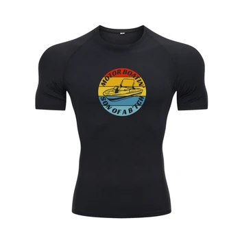 Motorboatin Son Of A Btch, забавная футболка для катания на моторной лодке, модные футболки в стиле ретро, хлопковые футболки для мужчин, для отдыха