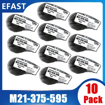 1 ~ 10 упаковок Виниловой ленты для этикеток M21 375 595 Черно-белая этикетка Совместима с принтерами BMP21, BMP21-LAB, BMP21 PLUS 9,5 мм * 6,4 м