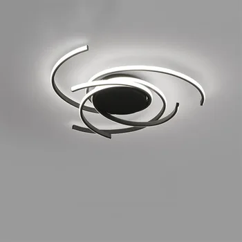 Черно-белая современная светодиодная потолочная люстра для гостиной, столовой, спальни, кабинета, светодиодная люстра в алюминиевом корпусе, домашнее освещение