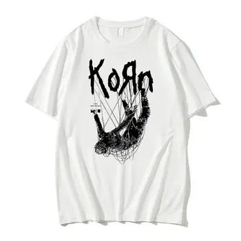 Футболка с графическим принтом американской певицы рок-группы Korn, Летние футболки с коротким рукавом, Топы, уличная одежда, Повседневные футболки из чистого хлопка, мужские