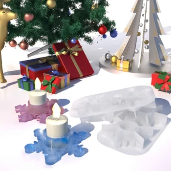2шт Подсвечник в виде снежинки, формы из смолы для самодельных подсвечников, декор для дома