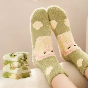 Толстые зимние носки Повседневные коралловые плюшевые дышащие носки средней длины Теплые носки для сна в пол Осень Зима