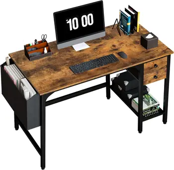 Компьютерный стол Lufeiya с выдвижными ящиками - 40-дюймовый рабочий Маленький стол для спальни, домашнего офиса, простой рабочий письменный стол Компьютерные столы с D