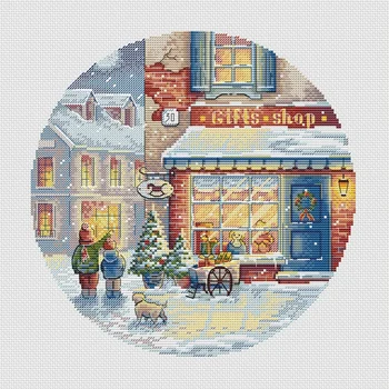 Рождество 34-34 наборы для вышивания, наборы для вышивания крестиком, хлопчатобумажный батист DIY homefun embroidery Shop14