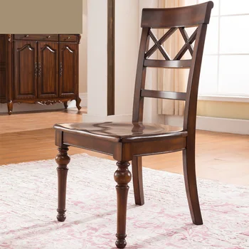Американский классический обеденный стул из массива дерева, Европейский винтажный книжный стул, ресторанный светильник, роскошный обеденный стул из массива дерева высокого качества