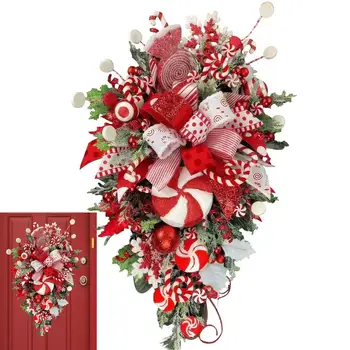 Рождественский сувенир и венки Из красных и белых конфет, искусственный сувенир Для украшения перевернутых елочных венков Для домашнего сада на открытом воздухе
