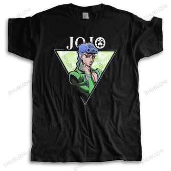 Мужская футболка Jojos Bizarre Adventure из предварительно высушенного хлопка, потрясающая футболка с круглым вырезом и коротким рукавом Giorno Giovanna, одежда для футболки