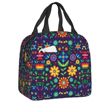 Изготовленная на заказ Цветочная сумка для ланча Mexico Flowers Мужская Женская сумка-холодильник с теплой изоляцией для ланча для детей-школьников