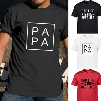 Мужские повседневные футболки в стиле харадзюку PAPA Square Dad Life, Лучший подарок папе на День отца, Модная футболка с коротким рукавом и круглым вырезом, одежда
