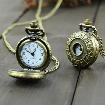 Ретро Винтажные карманные часы в стиле Стимпанк Кварцевое ожерелье с резьбой Кулон Цепочка Часы Карманные часы