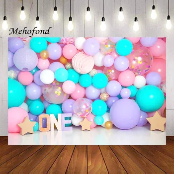 Фон для фотосъемки Mehofond, Красочные воздушные шары, Девушка-Звезда, 1-й День рождения, украшение для торта, реквизит для фотостудии