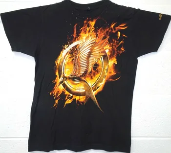 Футболка The Hunger Games Catching Fire Golden Flaming Bird среднего черного цвета