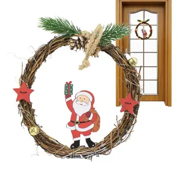 Освещенный Рождественский Венок На Двери, окне, стене, Водонепроницаемый Ротанговый Риф, Рождественская Гирлянда на Батарейках, украшение дома