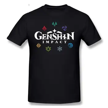 Ударные элементы Genshin (цвета) Футболки, повседневная одежда, мужская футболка, модная толстовка, хлопковая одежда, футболки, тройник