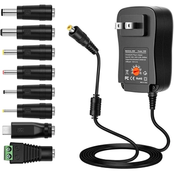 Многофункциональный регулируемый адаптер питания Импульсный источник питания 30 Вт Бытовой электронный адаптер для светодиодной ленты -US Plug