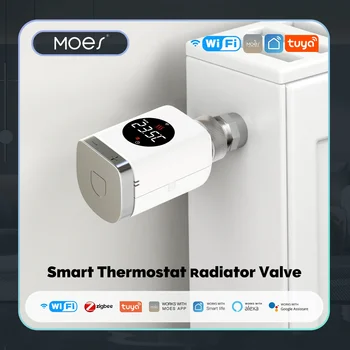 MOES Smart Wifi / Zigbee Термостатический клапан радиатора TRV Программируемое приложение Удаленный регулятор температуры Поддержка Alexa Google Home