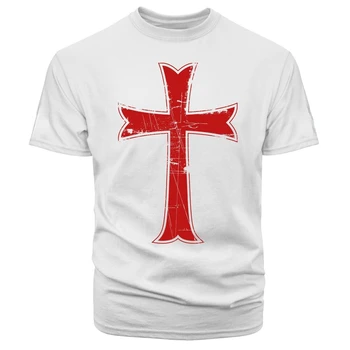 Футболка Crusader Red Symbol Jesus Cross Knights Templar из 100% хлопка С Круглым вырезом, Летняя Повседневная Мужская Футболка С Коротким рукавом, Размер S-3XL