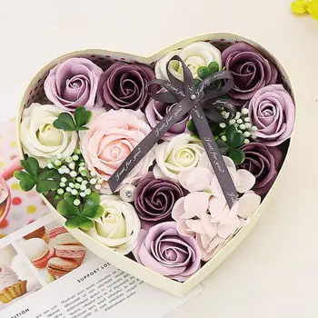 Подарочная коробка из мыльных цветов и роз на День Святого Валентина, украшения в форме сердца для подружек на День рождения