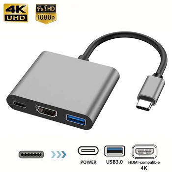 USB C 3.0 3 в 1 КОНЦЕНТРАТОР Type-c-HDMI-совместимая Док-станция USB 3.0 Для Зарядки 4K Адаптера-Разветвителя MacBook Air Pro Samsung