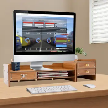 Офисный деревянный настольный Органайзер на 180 ° С ящиком для хранения файлов Настольный Монитор Подставка для компьютера Настольный лоток