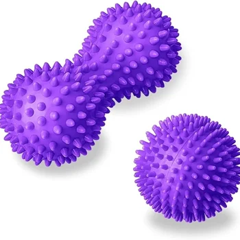 2шт Арахисовых массажных шариков С колючими триггерными точками, ПВХ Массажные шарики для расслабления мышц, акупунктурные точки, Мячи для фитнеса, Массаж шеи.