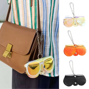 Мода ясно ПВХ сумка для очков с подвесной лазерный ремешок чехол солнцезащитных очков портативный простой подвесные наручные очки коробка для хранения 
