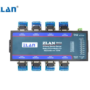 ZLAN5843A 8 портов RS232 RS485 к Ethernet TCP/IP Modbus промышленный последовательный сервер с несколькими сетями Ethernet