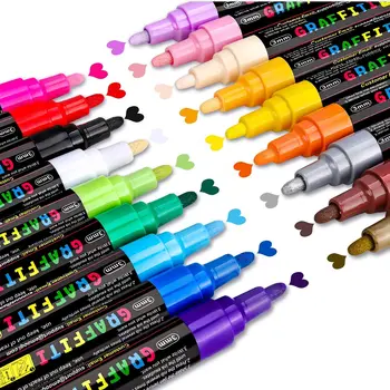 Акриловые ручки, 18 цветов, акриловые фломастеры, ручки для рисования, производители красок для камней, стекла, ткани, холста - принадлежности для рукоделия
