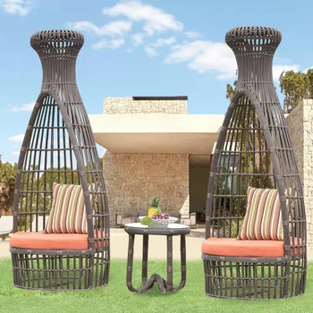 Стол и стул для отдыха на открытом воздухе, садовый креативный стол и стул, балкон во внутреннем дворе, простой ротанговый стул из трех частей, комбинированный