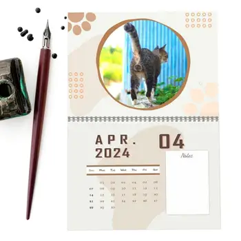 Настенный календарь на 2024 год Забавный Кошачий Календарь С января 2024 года По декабрь 2024 года 12 Месяцев Ежемесячный Настенный Календарь С Возможностью Переворачивания Настенный Календарь