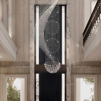 Современная хрустальная люстра K9 спирального дизайна, роскошная лампа для большой виллы, используемая для освещения лестницы, гостиной, входа, вестибюля.