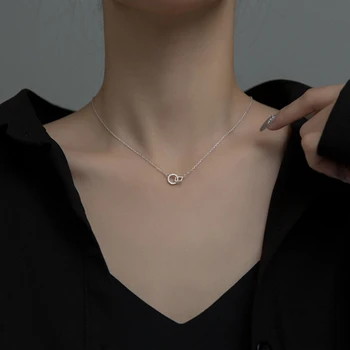 Простой дизайн, круглое квадратное ожерелье, женская геометрическая цепочка на ключицу, подарок на день рождения для подруги