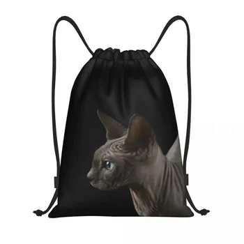 Сумки на шнурке Sphynx Cat Мужские И Женские Складные Спортивные сумки для спортзала, рюкзаки для покупок для любителей котенка