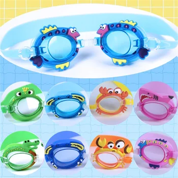 Профессиональные очки для плавания, мультяшные очки для плавания для девочек с затычкой для ушей, водонепроницаемые Противотуманные очки для плавания для детей, подарки для детей