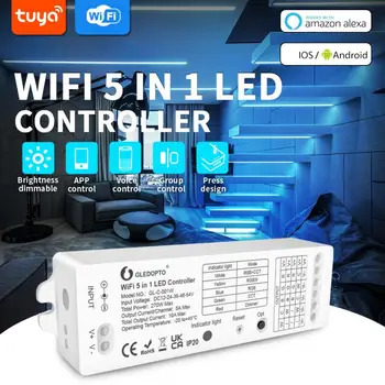 Tuya WiFi LED Controller Strip RGB RGB + CCT 5 В 1 Led Light Controllor Умный Дом Работает С Google Home И Alexa Voice Control