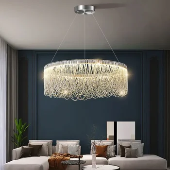Современные потолочные люстры на алюминиевой цепочке со светодиодной кисточкой, индивидуальные подвесные светильники для гостиной, столовой, подвесной светильник высокого класса