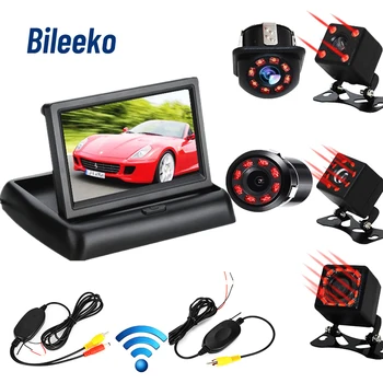 Bileeko 4,3-дюймовый TFT-ЖК-автомобильный монитор, Складной дисплей, инфракрасная камера заднего вида, Парковочная система для автомобильных мониторов заднего вида